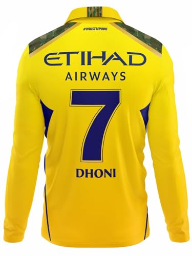 Image of CSK Official New Full Sleeves Jersey Dhoni 7 2024(Kid's, Boy's & Men's)