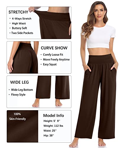 Image of TARSE Womens Wide Leg Pants Casual Loose Yoga Sweatpants Comfy Lounge Pajama Flowy Pants Pockets