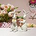 Newman House Studio Easter-Decorations Bunny-Decor Spring-Figurines Table-Centerpiece - 2PC Spring Decorations Resin Rabbits with Carrot and Flower Tabletop Ornaments for Home Farmhouse 4.5H inch