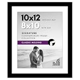 Americanflat 10x12 Picture Frame with Shatter-Resistant Glass - Use as 8x10 Frame with Mat or Display 10x12 Photo Without Mat - Signature Collection - Picture Frames for Wall Display - Black