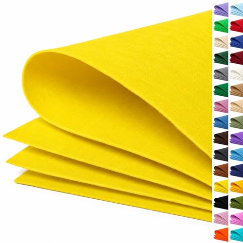 Image of Bright Yellow Large Felt Fabric 36 inch x 36 inch (1 Square Yard), 1mm Stiff Felt Sheet, Nonwoven Fabric for Crafts, DIY Projects, Art, Sewing, Lining & Decorations