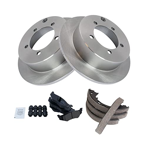 Image of TRQ Rear Brake Pad and Rotor Set Ceramic Compatible with 2001-2005 Dodge Stratus