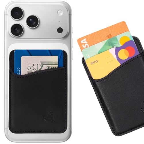 Wallaroo Premium Leather Cell Phone Wallet Stick On - Android and iPhone Wallet and Card Holder for Women and Men - Durable with Non-Slip Lining Secures Up to 3 Cards