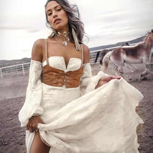 Women's Genuine Leather Waist Belt, Steampunk Underbust Corset Belt for Halloween3