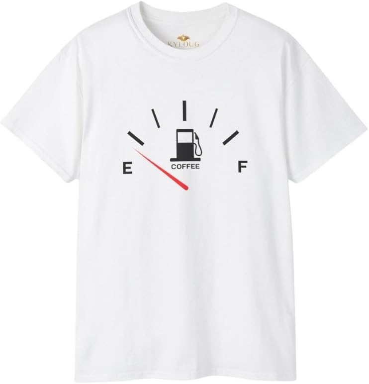 Coffee Fuel Gauge Funny T-Shirt, Black Cotton, Graphic Print, Oversized Printed t-Shirt