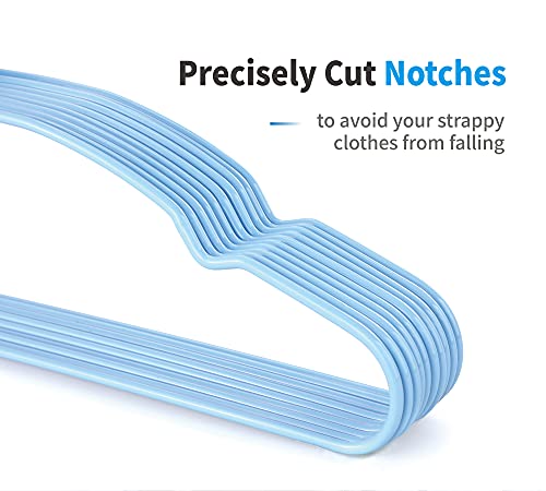 Topia Hanger Metal Hangers 20 Pack, Adult Clothes Hangers Space Saving & Non Slip Rubber Coated, Heavy Duty Wire Hanger For Coat,Shirt,Strap Dress,Blue-Ct12B #TOP2