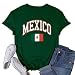 VQD Womens Mexico Shirt Mexico Flag Tshirts Casual Crewneck Mexican Pride Letters Tee Tops