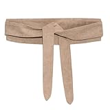 Ababalaya Women's Retro Sweet 4Ã—80inch Ultra Wide Suede Bow Belt Girdle for Coat Dress Decoration,Khaki