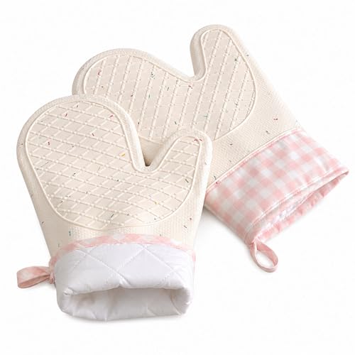 Wanheart Pink Silicone Oven Mitts, 2-Pack
