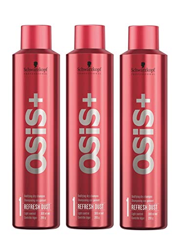 Schwarzkopf OSiS+ Refresh Dust Champú seco, juego de 3 envases de 300...