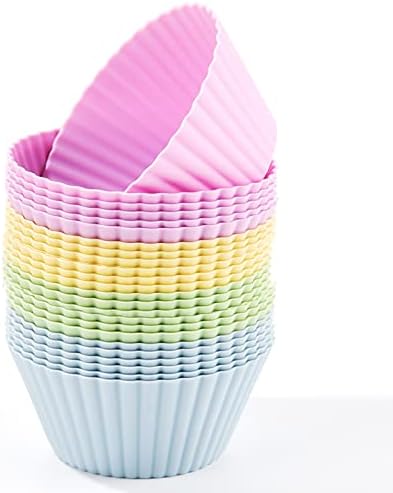 Silicone Baking Cups, 24pcs Reusable Baking Cups Wrappers Molds for Baking , Muffin Cupcake Liners Wrappers & Dishwasher Safe (Pack of 24)