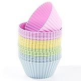 Silicone Baking Cups, 24pcs Reusable Baking Cups Wrappers Molds for Baking , Muffin Cupcake Liners W