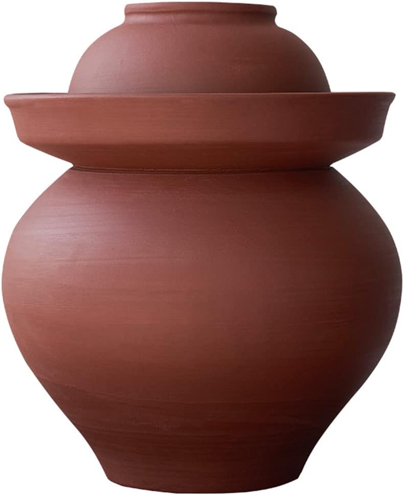 Traditional Chinese Porcelain Pickle Jar, Natural Purple Ceramic Fermentation Crock Pickling Pot,Fermenting Jar with Water Seal Airlock Lid Stoneware Fermenter 4KG