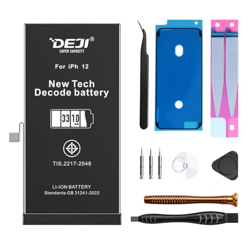 Deji for iPhone 12/12 Pro Battery Replacement 3310mAh High Capacity Rechargeable Diagnostic Battery for iPhone 12/12Pro with Full Tool Kit No Pop-up/Unknown Part