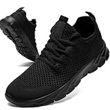 EKRBXA Women Running Tennis Walking Gym Shoes Athletic Slip on Sneakers Workout Breathable Sport Shoe Black Size 8.5