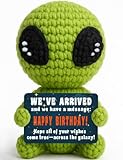 TKGIFTHOT Lindo juguete de peluche de alienígena de ganchillo, regalo de cumpleaños único para niños, niñas y amigos, animal de peluche alienígena hecho a mano, divertido y adorable regalo temático