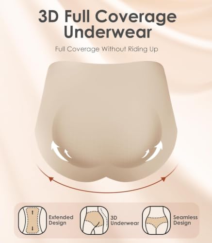 Image of Kalapa Seamless Womens Underwear High Waisted No Show Briefs Silky Stretch Breathable Full Coverage Ladies Panties Multi Pack