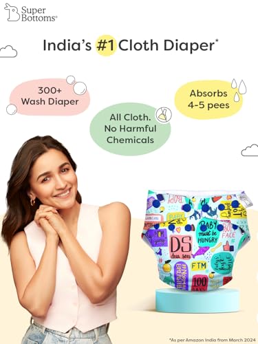 Image of SuperBottoms UNO Freesize Cloth Diaper for babies 0 to 3 years | Washable & Reusable | Comes with cloth diaper inserts |(Mommy Talk)