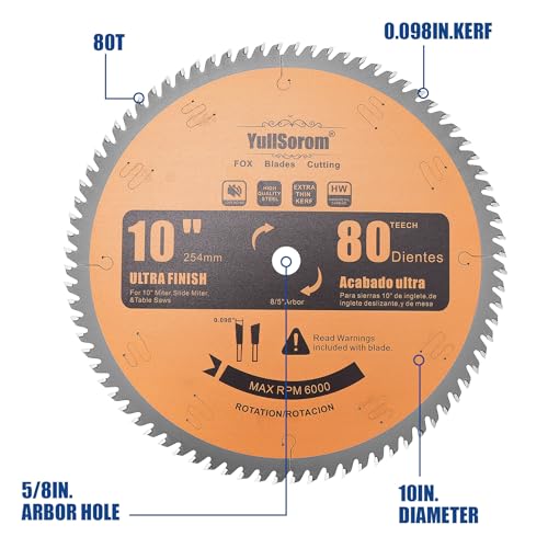 Image of 10 inch Miter /Table Saw Blade, 80 Teeth ATB Tungsten Carbide Saw Blades with 5 /8 inch Arbor for Wood, Aluminum, PVC Pipe and Plastic Cutting