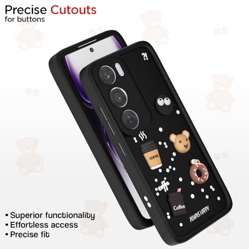 Image of Pikkme Back Cover for Oppo Reno 12 Pro 5G | Cute Fun Cartoon 3D Bear Silicone Full Body Protection Bumper Cover (Black)