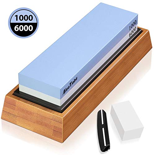 AivaToba Whetstone Knife Sharpening Stone Dual Side Grit 1000/6000 Whetstone with Angle Guide