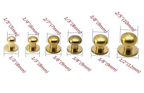 Happy E-life 20 Pcs Head Button Brass Stud Screwback Screw Back Spots DIY for Purse Handbag(7mm) - Thumbnail 3