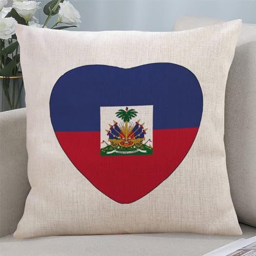 Yelolyio Housse de coussin carrée avec drapeau d'Haïti - Décoration d'intérieur - 61 x 61 cm - Cadeau