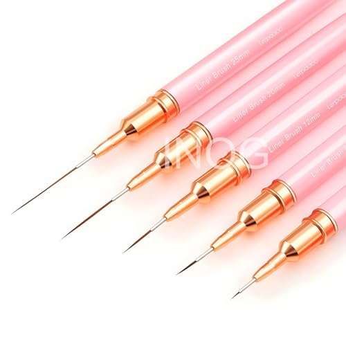 INOG Nail Art Liner Brushes 5-Piece Set (Pink) - Image 2