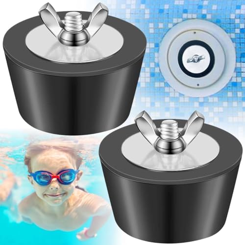 Tapones de Invierno para Piscinas,2PCS Tapon Piscina Invierno, con Tornillos y Pernos de Acero Inoxidable,32-38 mm Hibernación para Piscina para Piscina SPA,Negro
