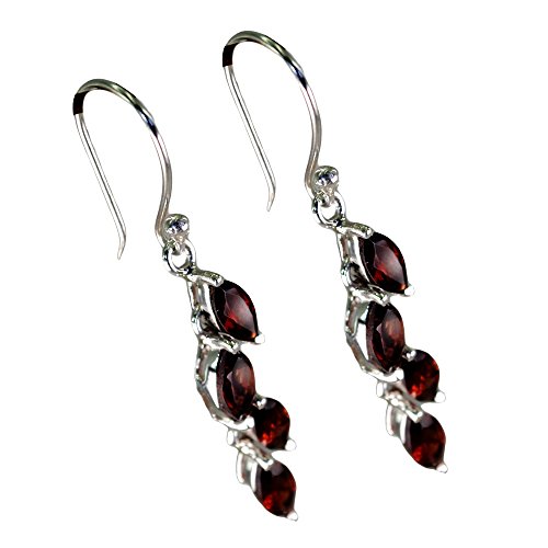 Boucles d'oreilles grenat argent chakra bijoux de mode forme marquise pour femme