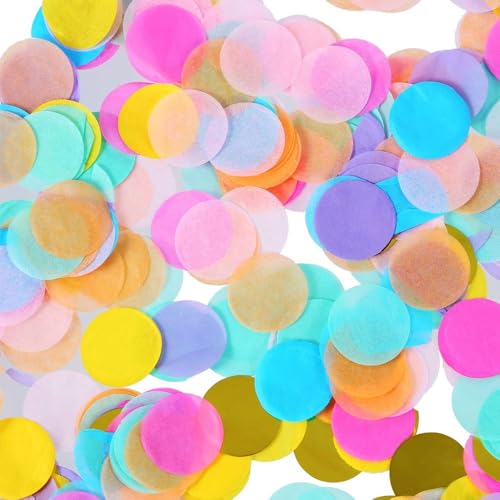 Azlanway Lot de 6000 confettis ronds, 2,5 cm, multicolores, ronds, papier coloré pour anniversaire, fête prénatale, remise de diplôme