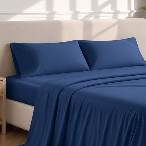 Image of Bare Home Microfiber Pillow Cases - Standard /Queen Size Set of 2 - Cooling Pillowcases - Double Brushed - Dark Blue Pillowcases 2 Pack - Easy Care (Standard Pillowcase Set of 2, Dark Blue)