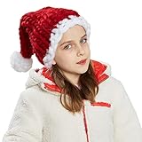 ELEZAY Santa Hat Hand-Knitted Chunky Knit Christmas Hat Slouchy Beanie Icelandic Yarn Unisex Festival Costume Photo Props