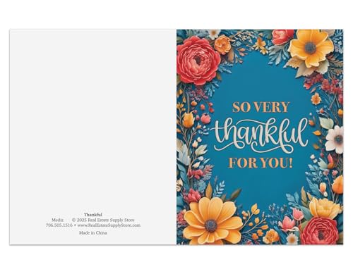 Image of Mediz Notecards for Real Estate Agents - Pack of 25 Note Cards and Envelopes Designed Especially for Real Estate Agents (Thankful, Grateful, Blessed)