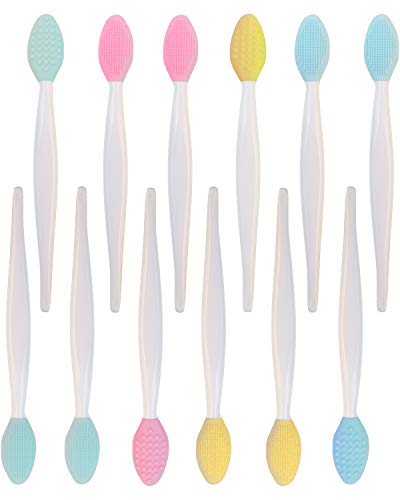 Lip Scrub Brush, 12 Pcs Lip Exfoliator Brush, Double-Sided Silicone Lip Brush Exfoliating for Smoother and Soft Lip