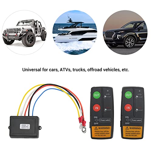 Kit Telecomando Senza Fili per Verricello, Controller Interruttore Portatile da 75 Piedi 12V 24V Recupero Telecomando Senza Fili per Verricello per Auto Camion Jeep ATV SUV