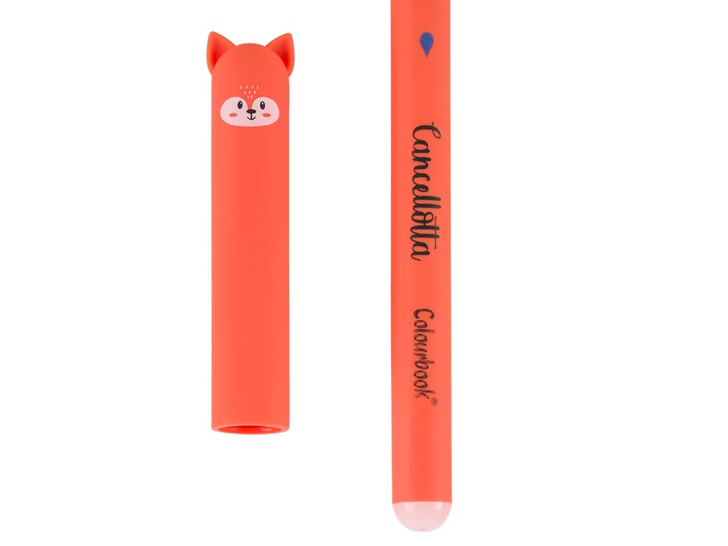 Colourbook Borrador - Juego de 24 bolígrafos borrables de gel azul, tinta azul termosensible, punta de 0,7 mm, recargables con toppers de animales, para escuela, tareas, estudio y diario