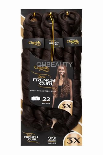 CHERISH Haarverlängerung, Kunsthaar, lockig, federnd, 3 x spiralförmige französische Locken, Farbe 4