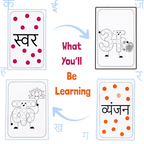 Image of CocoMoco Kids Hindi Varnamala & Hindi Alphabet Sticker Activity Book | 1500+ Colorful Dot Stickers | Preschool Learning Toy for Kids Age 3+ Years