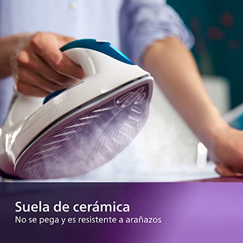 Philips-Centro-de-planchado-GC672220-Plancha-ropa-mas-rapido-con-el-doble-de-vapor-autoapagado-tamano-compacto-suela-ceramica-52-bares-golpe-de-vapor-300-gr-azul