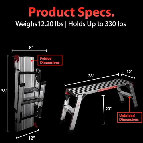Adam\'s Polishes Standard Step Stool - Folding Foot Stool Ladder Or Work Bench For Auto Detailing Garage DIY Tool & Household Projects - Use During Car Wash Drying On Truck Boat or RV (38 x 12) - Thumbnail 2