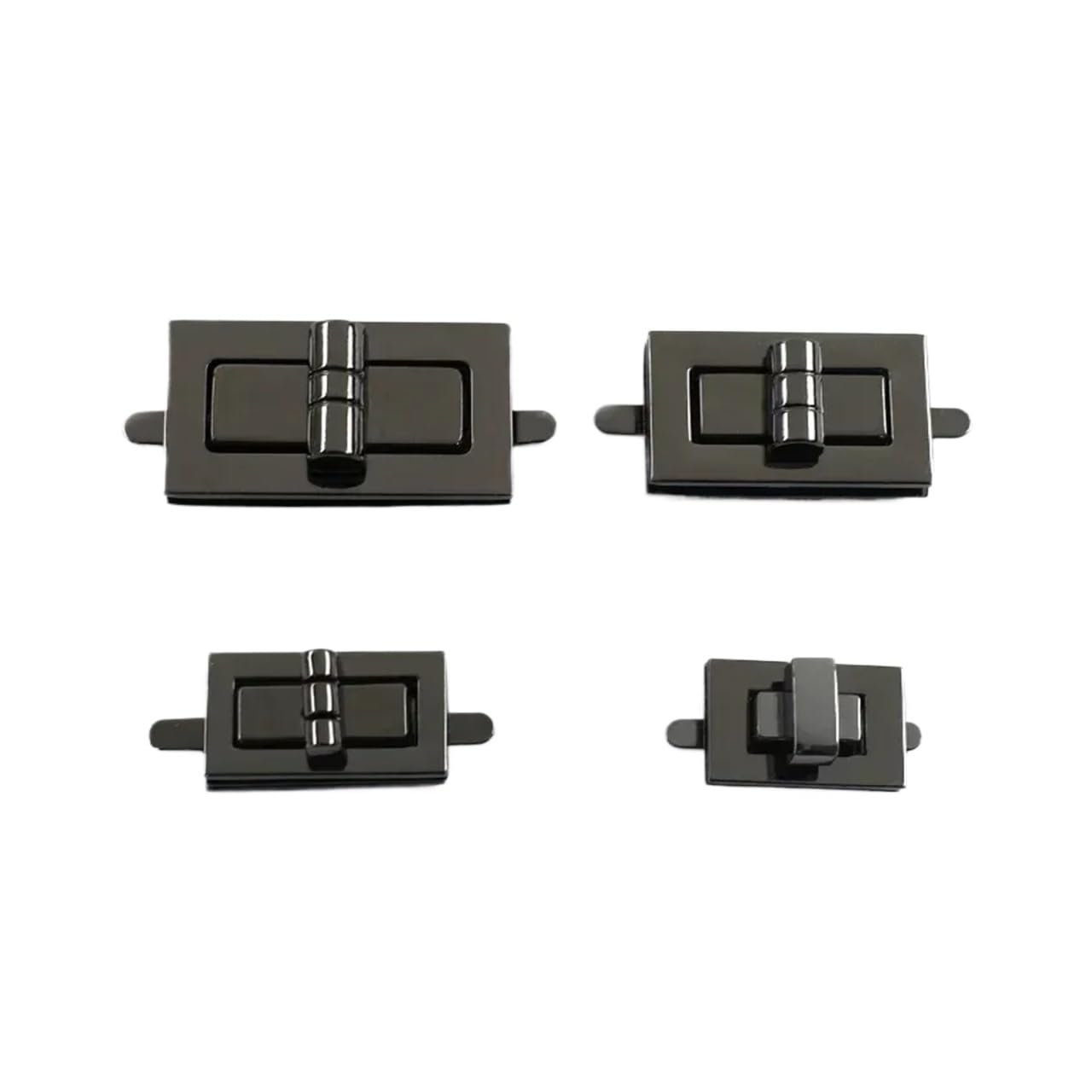 PVUVTNAHW 2Pcs Handbag Twist Turn Lock Buckle Rectangle Metal Buckles Purse Decor Closure Locks Clasp Bag Hardware(GunBlack,17x27mm)