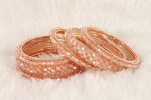 Image of NMII Stylish Pearls Alloy Metal Kada Bangles Set For Women and Girls | Fancy Metal Bangles | Trendy Design Bangles For Girls | Wedding, Party, Shadi Fashion Jewellery-Set of 6 Bangles