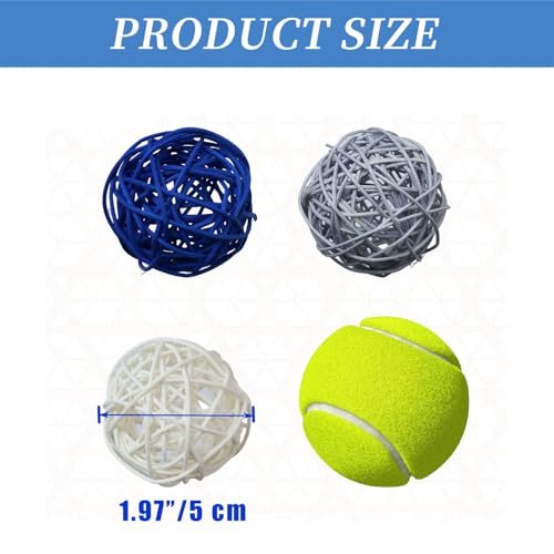 Bolas de mimbre decorativas de mimbre tricolor azul y gris para proyectos manuales 3
