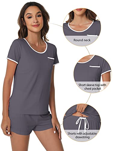 Image of WiWi Viscose from Bamboo Pajamas Set for Women Super Soft Short Sleeve Cooling Summer Plus Size Pjs Sets Sleepwear S-4X