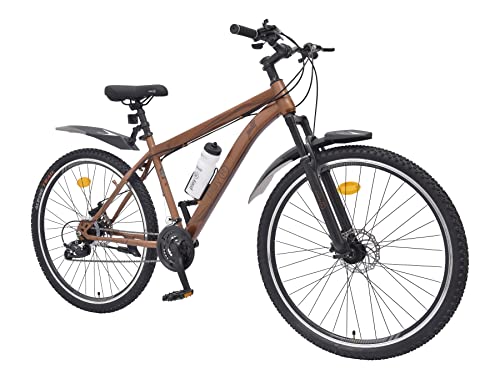 Image of playR Stallion Cycle 27.5 Inch 21 Speed Front Wheel Shock Abs Front and Rear Disc Brake Chestnut Brown Mountain Bike for Durable City & Outdoor Cycle Men & Women
