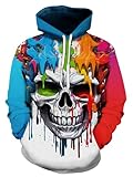 Aueoero Unisex Graphic Hoodies, 3D Novelty Pullover Sweatshirt, Xmas Men Women Teen Boy Gifts, Black White Galaxy Print Flag
