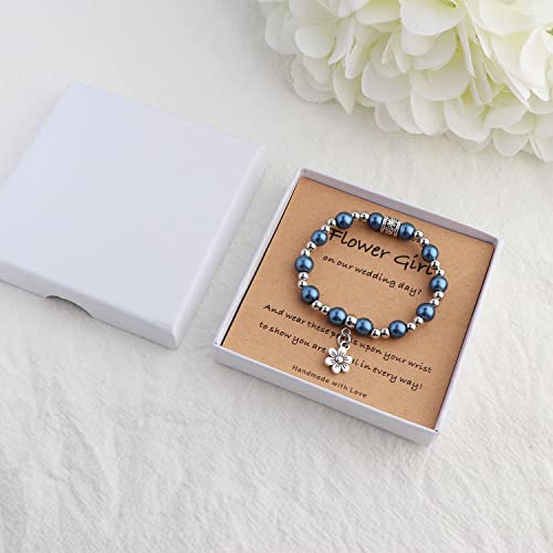 Image of Flower Girl Proposal Gifts, Will You Be My Flower Girl? Thank You Bridesmaid Cute Stretchy Bracelet Gifts for Girls On Wedding Day