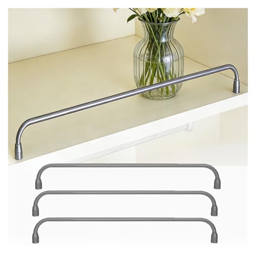Image of HQLBD 1 2 3 4 Pack Gallery Rail Brackets, Aluminum Round Tube Gallery Rail, Silver Round Rod Fence, Decorative Tipping Guard for Home Displays Or Wood Shelves(3 Pack,24inch/61cm)