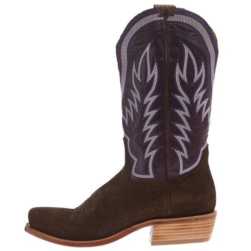 Hyer Mens Culver Chestnut Roughout 13 In Eggplant Vintage Goat Top Cowboy Boot
